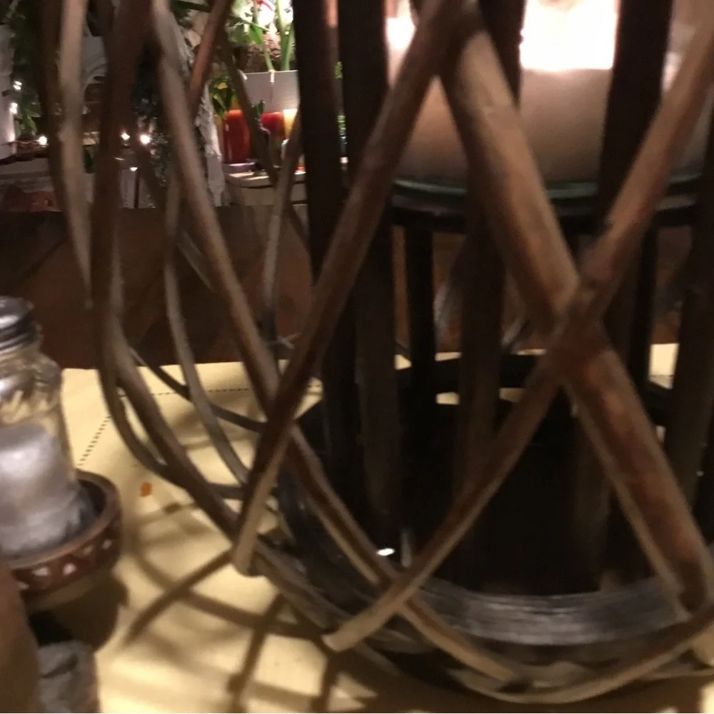 Handcrafted Woven Lantern Candle Holder - Brown